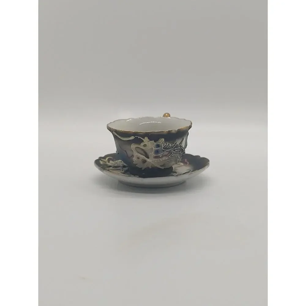 Vintage Dragonware Moriage Tea Cup and Saucer Dragon Hand Painted Made In Japan